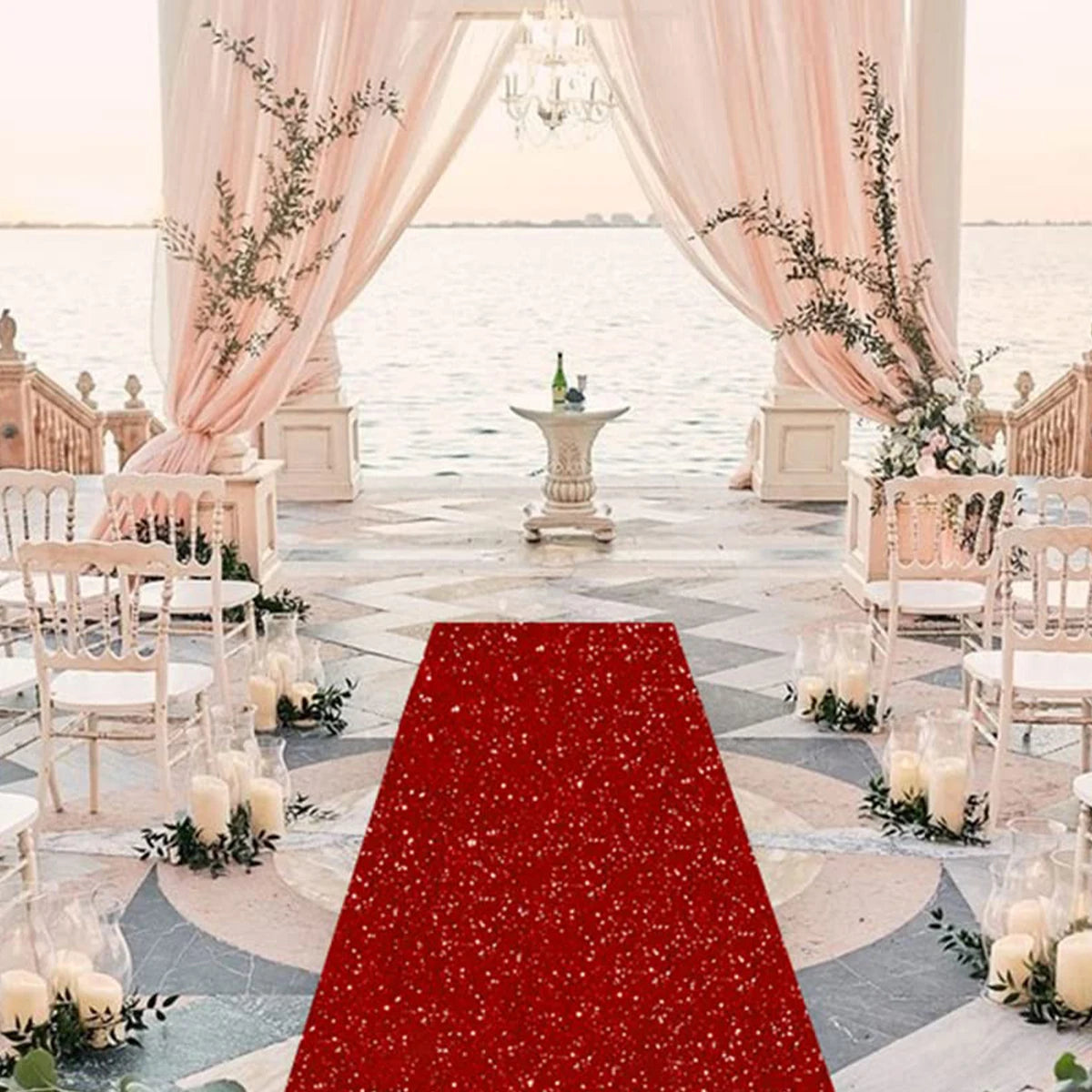 Red Wedding Carpet Glitter Runway Sparkling Wedding Birthday Party Event Decoration Outdoor Accessories Banquet Corridor Carpet