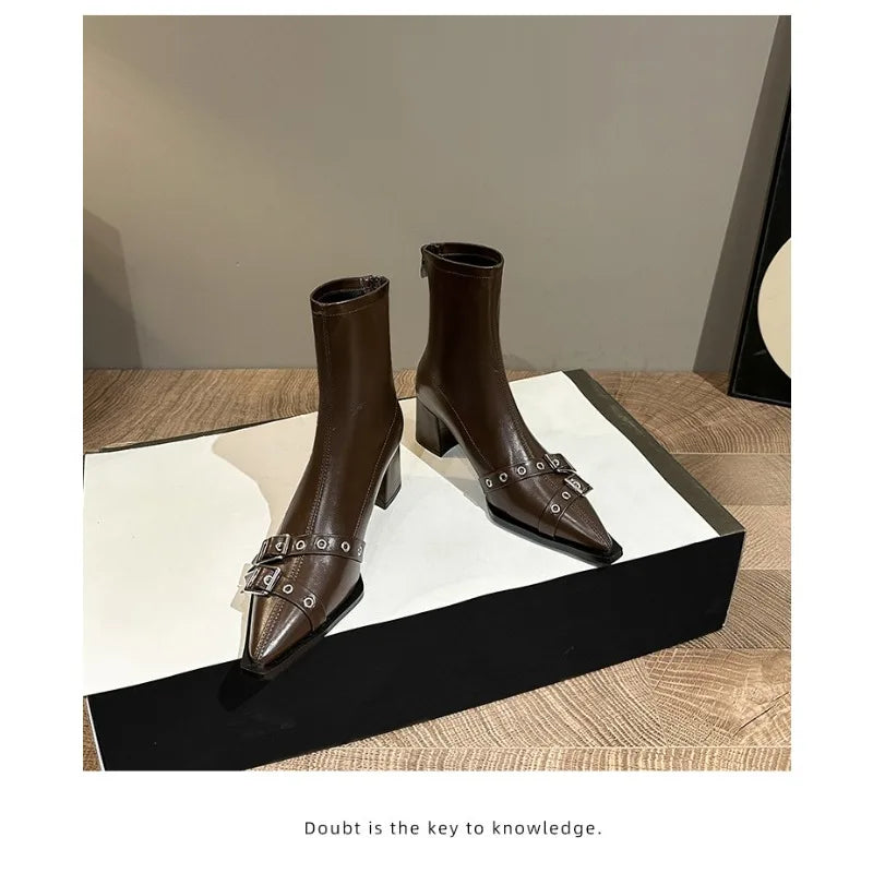 Ankle High Heels Women Chelsea Boots Sexy Pointed Toe Designer Shoes New Brand Winter 2024 Shoes Dress Gladiator Lady Chaussures