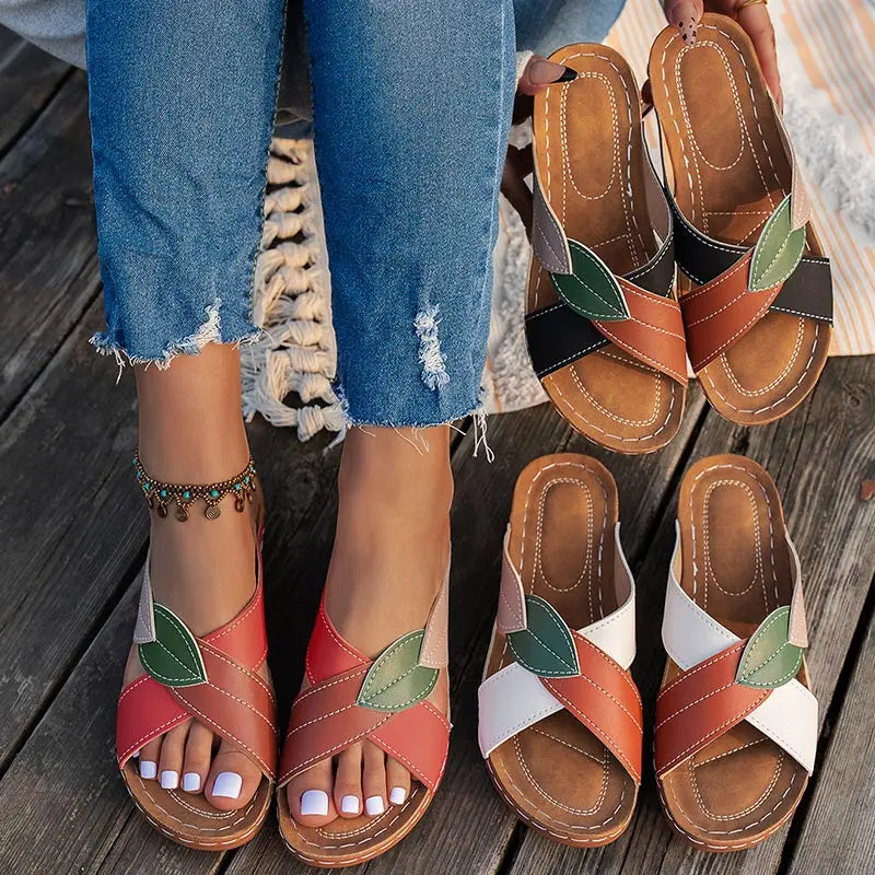 Women's Sandals 2025 Summer Shoes Woman Mix Color Heels Sandals Summer Women Slippers Elegant Heeled Footwear Chaussures Femme