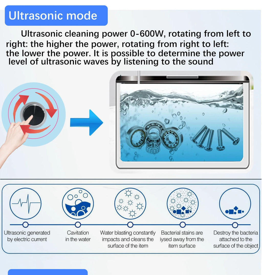 GENENG Ultrasonic Cleaner Portable Washing Machine 600W Mini Dishwasher Lave-Dishes Ultrasound Bath Sonic for Home Appliance