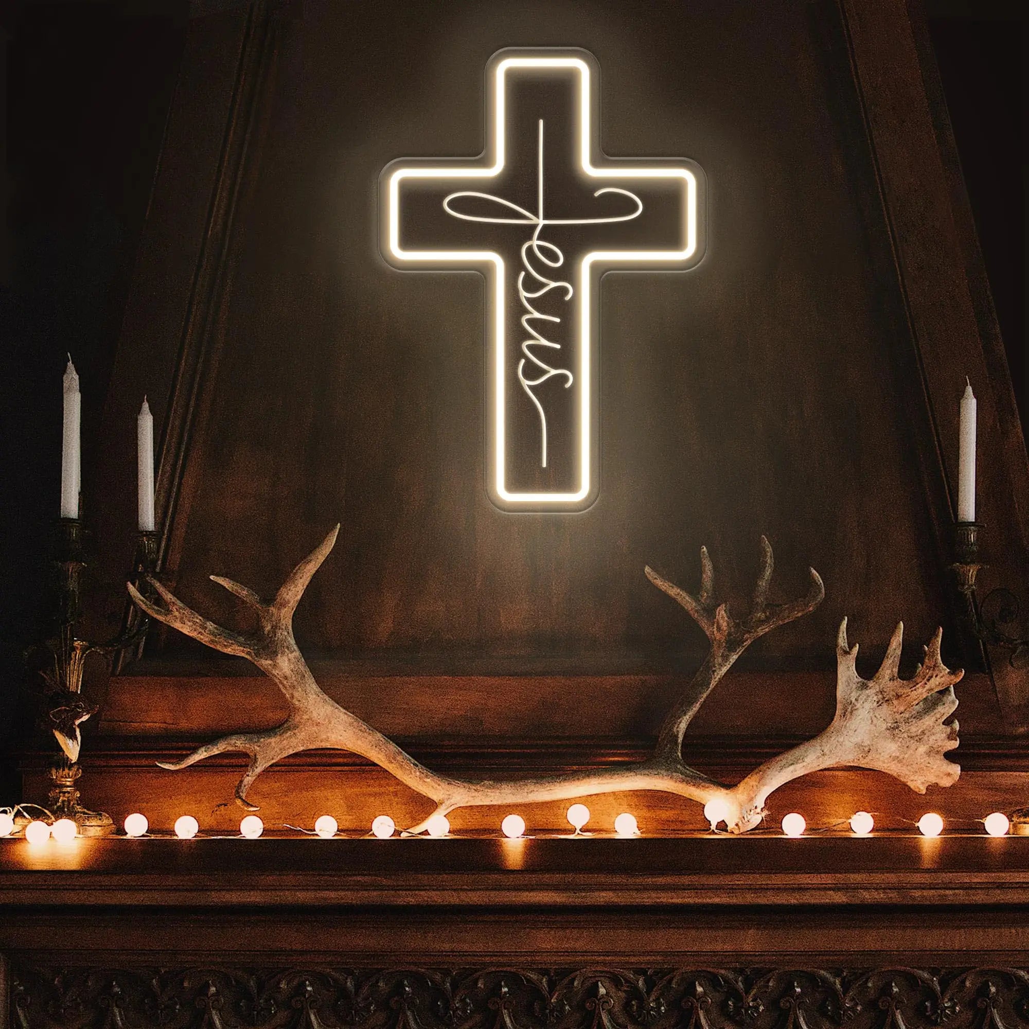 Jesus Cross Neon Sign Light, Led Neon Sign Bedroom Home Decoration Neon Sign, Wall Decor Christmas New Year Christian