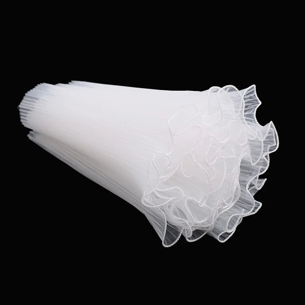 White Floral Packaging for Bouquets  Including Decorative Mesh Wrapping Paper, Pearl-Edged Wrapping Paper, Wrinkled Wave Mesh