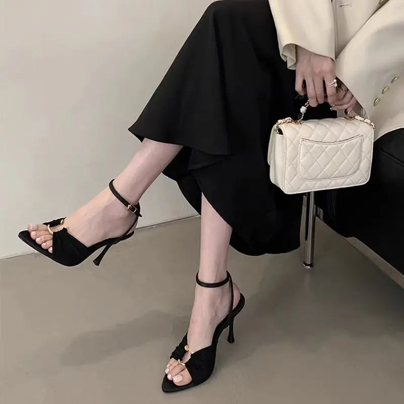 Sexy Super-high Heels Women Sandals Fad Pointed Toe Heeled Shoes 2025 Summer Stilettos Pumps Elegant Slingback Chaussures Femme