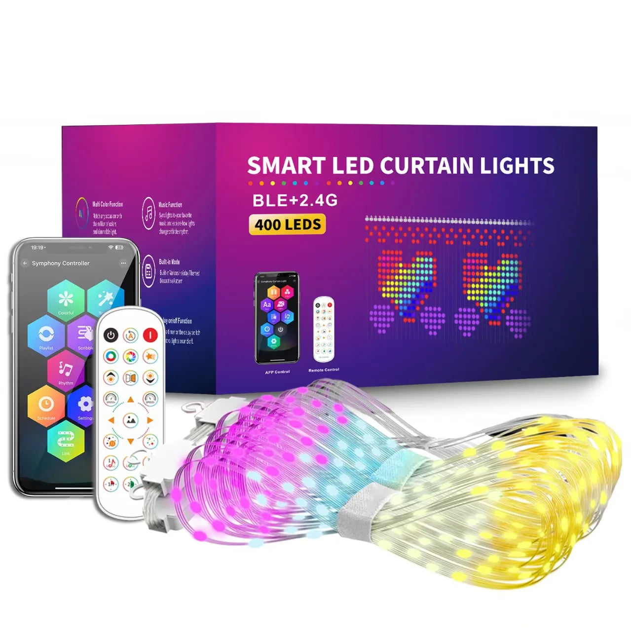 USB LED Smart Curtain Lights RGB Fairy Lights Bluetooth App Control DIY Music Sync Party Decor for Bedroom Window