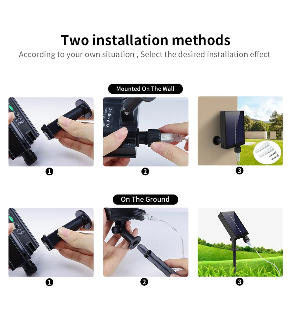 100M Fast Charge Large Size Solar Panel LED Solar Light Outdoor Garden Fairy Lights String Christmas Garland Yard Decoration