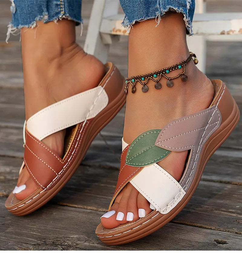 Women's Sandals 2025 Summer Shoes Woman Mix Color Heels Sandals Summer Women Slippers Elegant Heeled Footwear Chaussures Femme