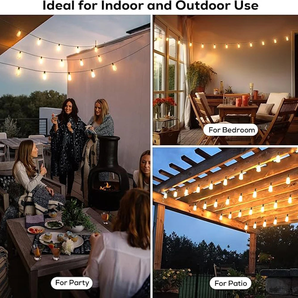 Festoon ST38 LED Globe String Fairy Lights Outdoor Dimmable For Christmas Party Garden Decor Garland Lamp Street Patio Backyard