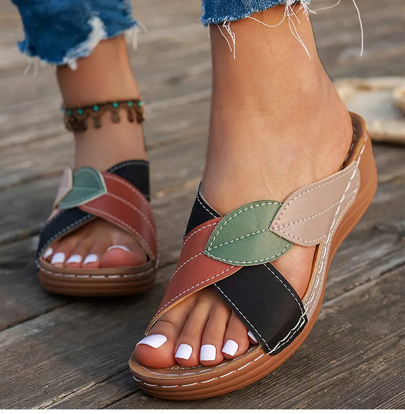 Women's Sandals 2025 Summer Shoes Woman Mix Color Heels Sandals Summer Women Slippers Elegant Heeled Footwear Chaussures Femme