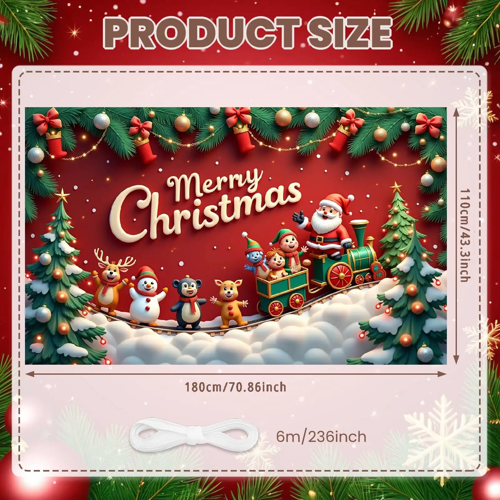 Merry Christmas Holiday Banner Decorative Ornaments New Year Decorative for Holiday Party Winter Celebration Home Decoration