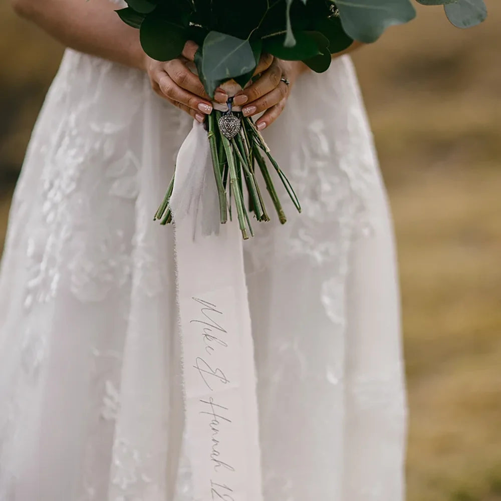 Custom Bridal Bouquet for Flowers Wedding Ribbon Wedding Keepsake Chiffon Ribbon Bachelorette Party Decorate Bridal Shower Gift