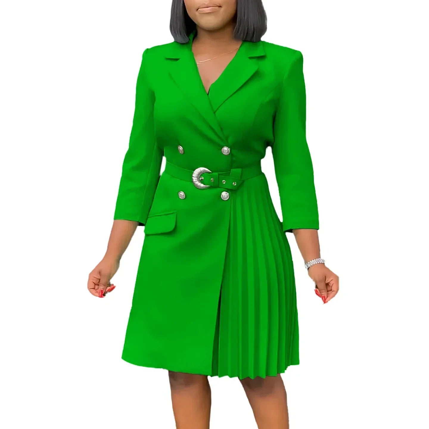 Customized Elegant Dresses for Woman 2025 Autumn Winter New Trends Notched Collar Full Sleeve Sashes Pleated Mid Calf Solid Fash