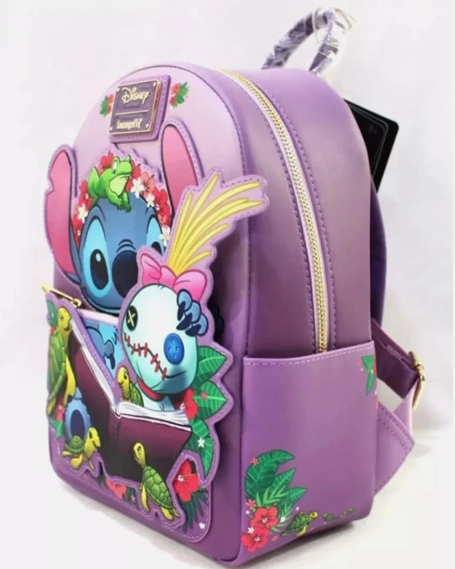 Lilo & Stitch Scrump Reading Mini Backpack Children Backpack Pu Leather Student Backpack Stationery Christmas Gift
