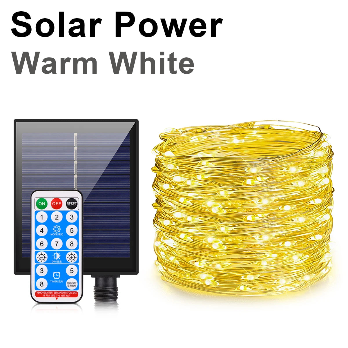 100M Fast Charge Large Size Solar Panel LED Solar Light Outdoor Garden Fairy Lights String Christmas Garland Yard Decoration