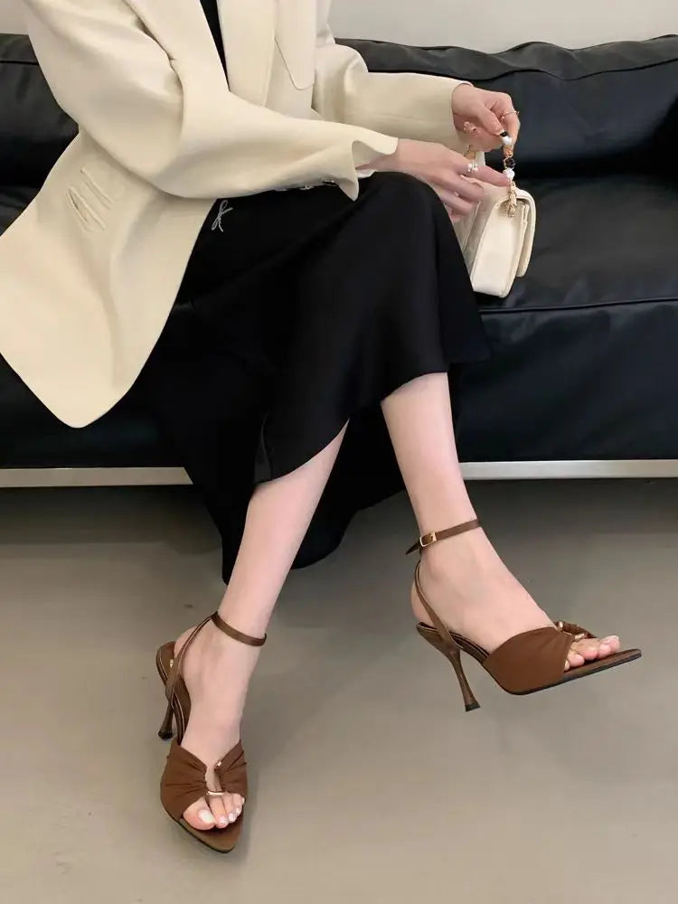 Sexy Super-high Heels Women Sandals Fad Pointed Toe Heeled Shoes 2025 Summer Stilettos Pumps Elegant Slingback Chaussures Femme