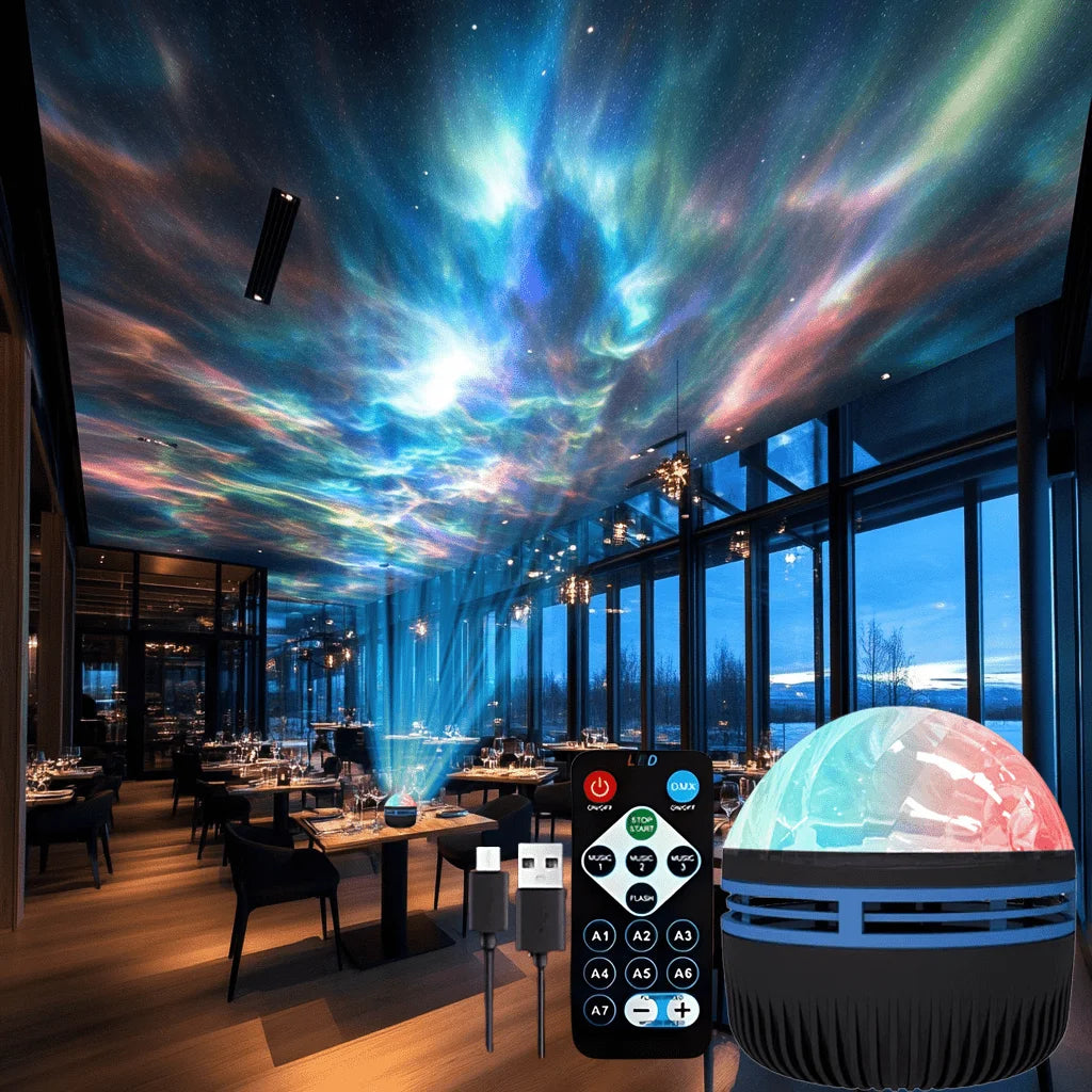 LED Northern Lights Projector Light 7 Modes Starry Sky Night Light with Remote USB Plug-in Auto Rotate for Bedroom Ceiling Party