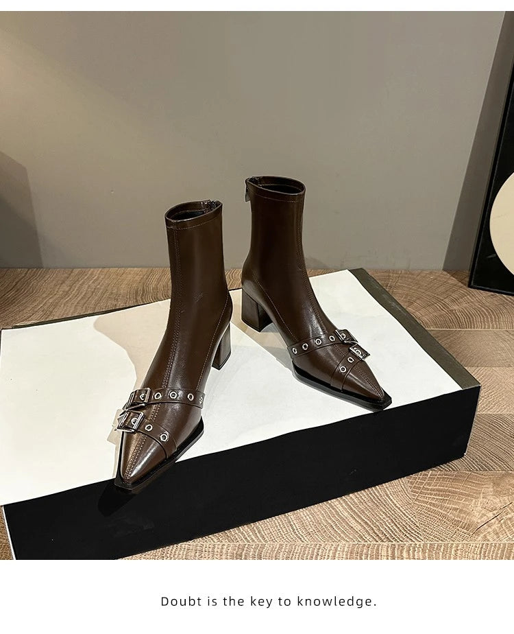 Ankle High Heels Women Chelsea Boots Sexy Pointed Toe Designer Shoes New Brand Winter 2024 Shoes Dress Gladiator Lady Chaussures