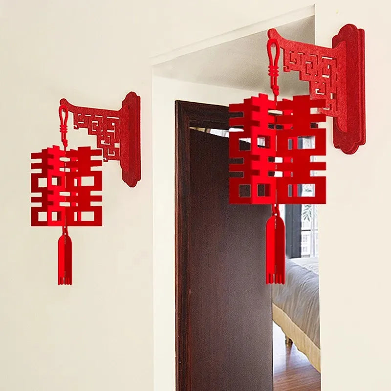 1 SET Chinese Wedding New Year Decoration Double Happiness Wedding Decoration Red Hanging Pendant Traditional Pendant Ornament