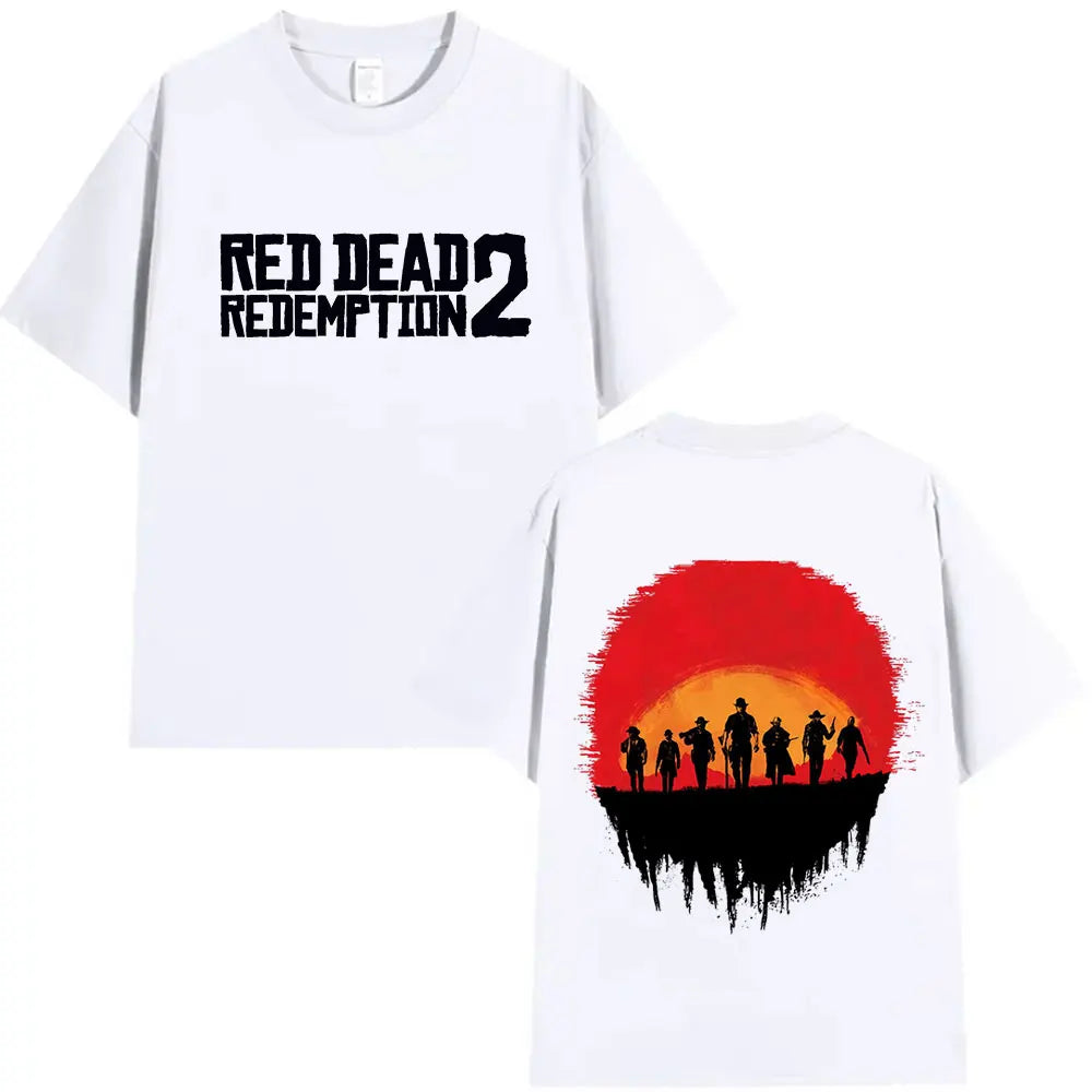 Retro Red Dead Redemption 2 Graphic Men's and Women's Fashion Trend 2025 Summer Print 100% Pure Cotton Loose Casual T-shirt