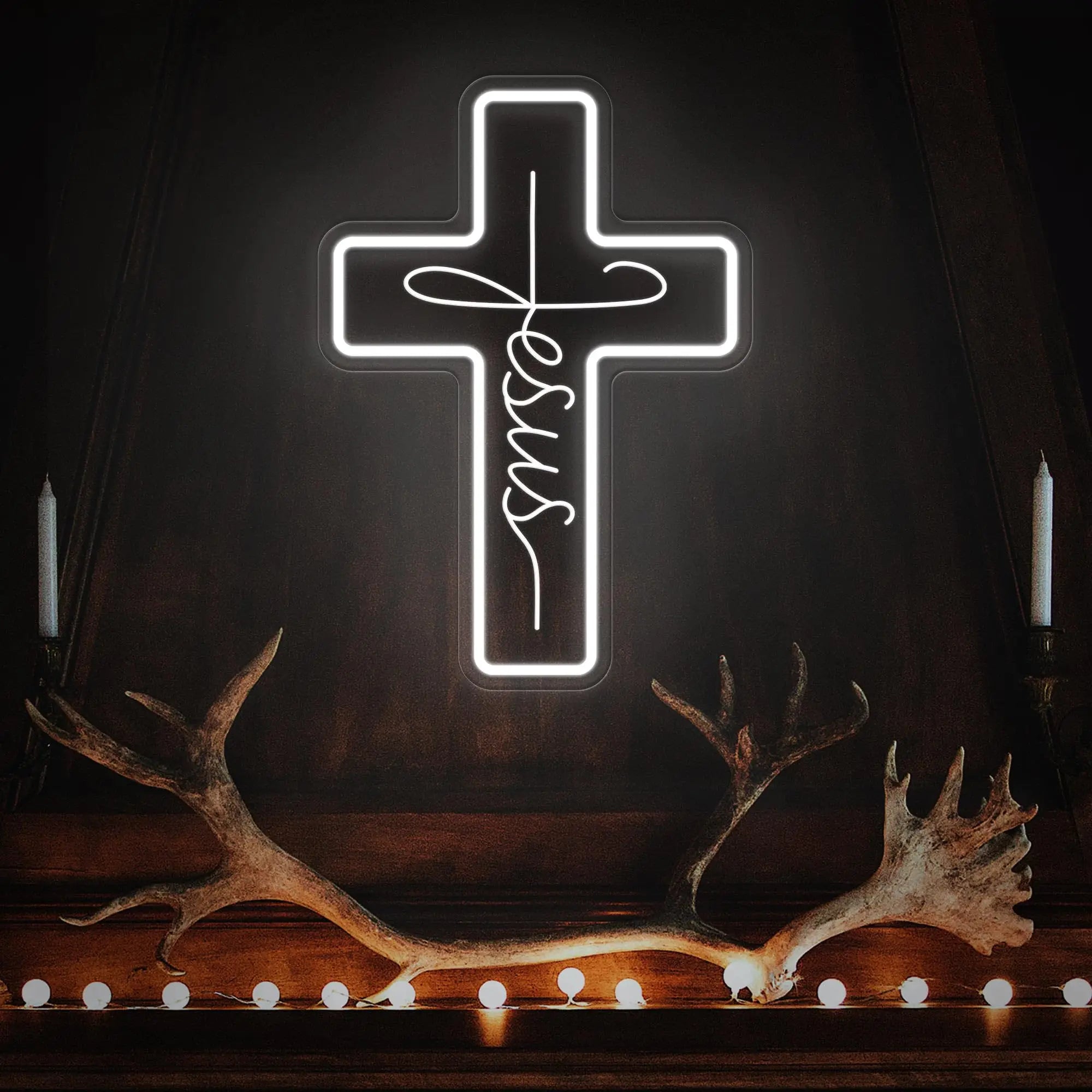 Jesus Cross Neon Sign Light, Led Neon Sign Bedroom Home Decoration Neon Sign, Wall Decor Christmas New Year Christian