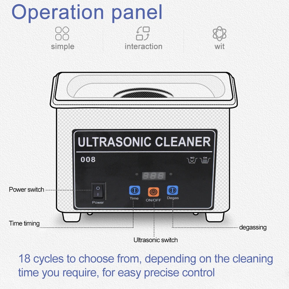 35w 60w Portable Ultrasonic Cleaner for Jewelry Dental Small Metal Parts Tool 800ml 900ml 220v Ultrasonic Bath Washing Machine