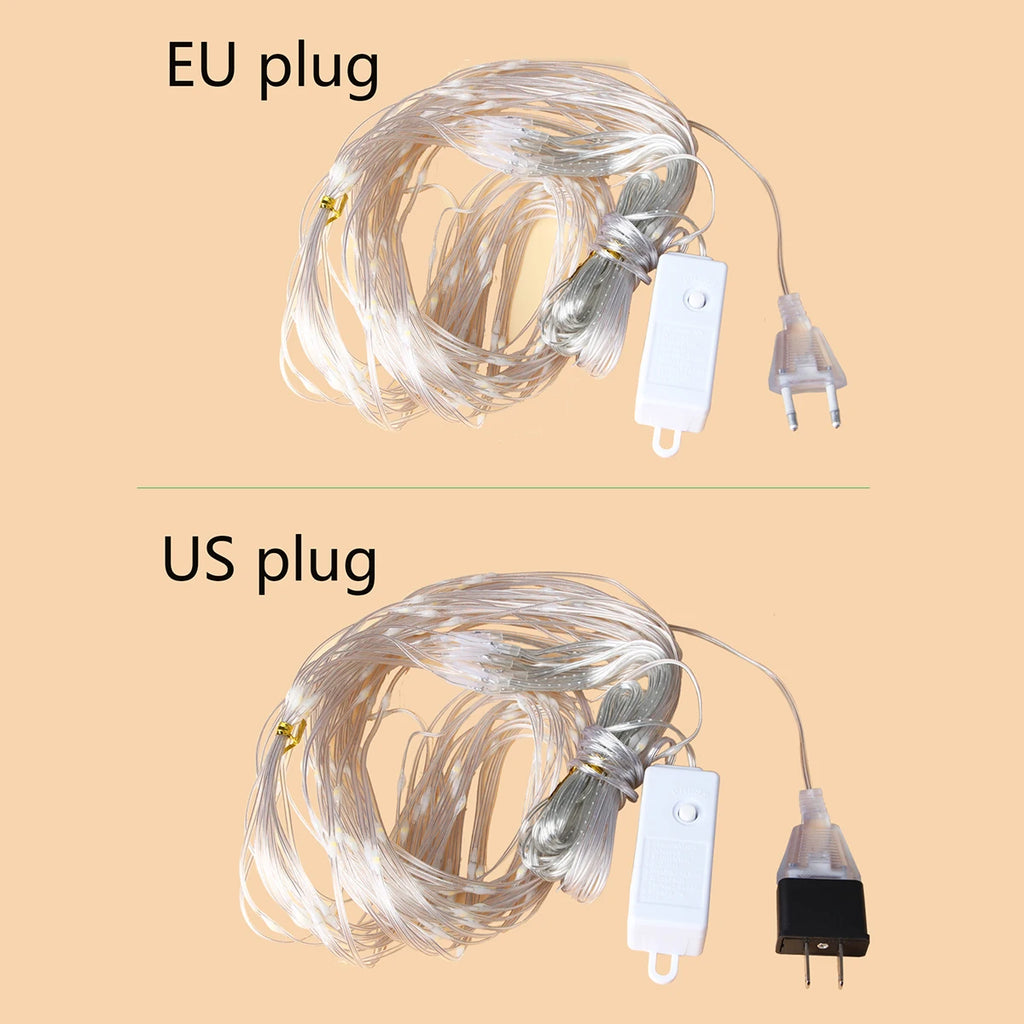 3M LED Curtain Fairy Light Flexible String Lights Christmas Garland Wreath Wedding Party Home Garden New Year Decoration Lamp