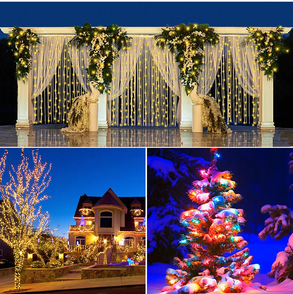 100M Fast Charge Large Size Solar Panel LED Solar Light Outdoor Garden Fairy Lights String Christmas Garland Yard Decoration