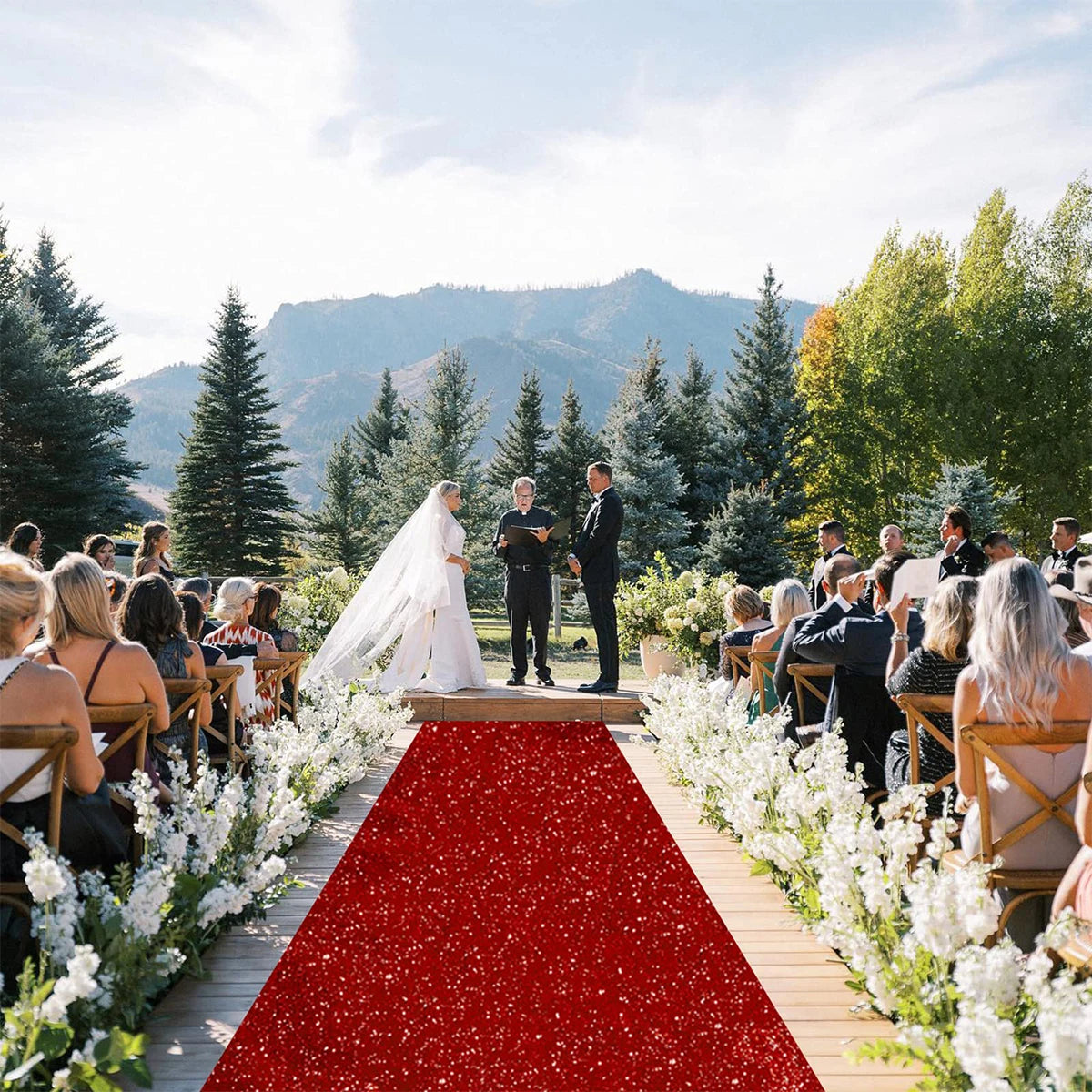 Red Wedding Carpet Glitter Runway Sparkling Wedding Birthday Party Event Decoration Outdoor Accessories Banquet Corridor Carpet