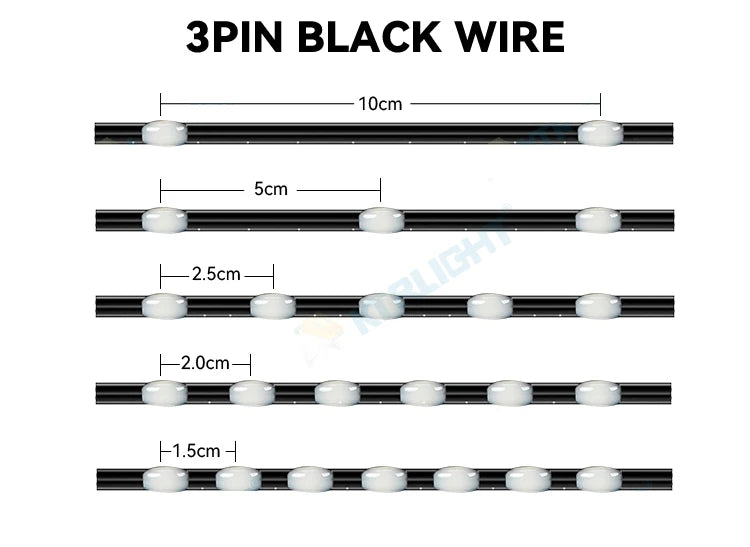 DC12V WS2811 3PIN pixel string signal RGB Addressable Fairy Lights for Room Decor, Ramadan, Outdoor IP68 Black Wire  Pitch
