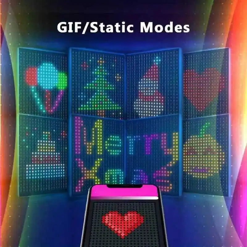 Smart RGB LED Curtain Lights RGB LED String Light AppControl USB DIY Text Animation Display Music Sync for Christmas Party Decor