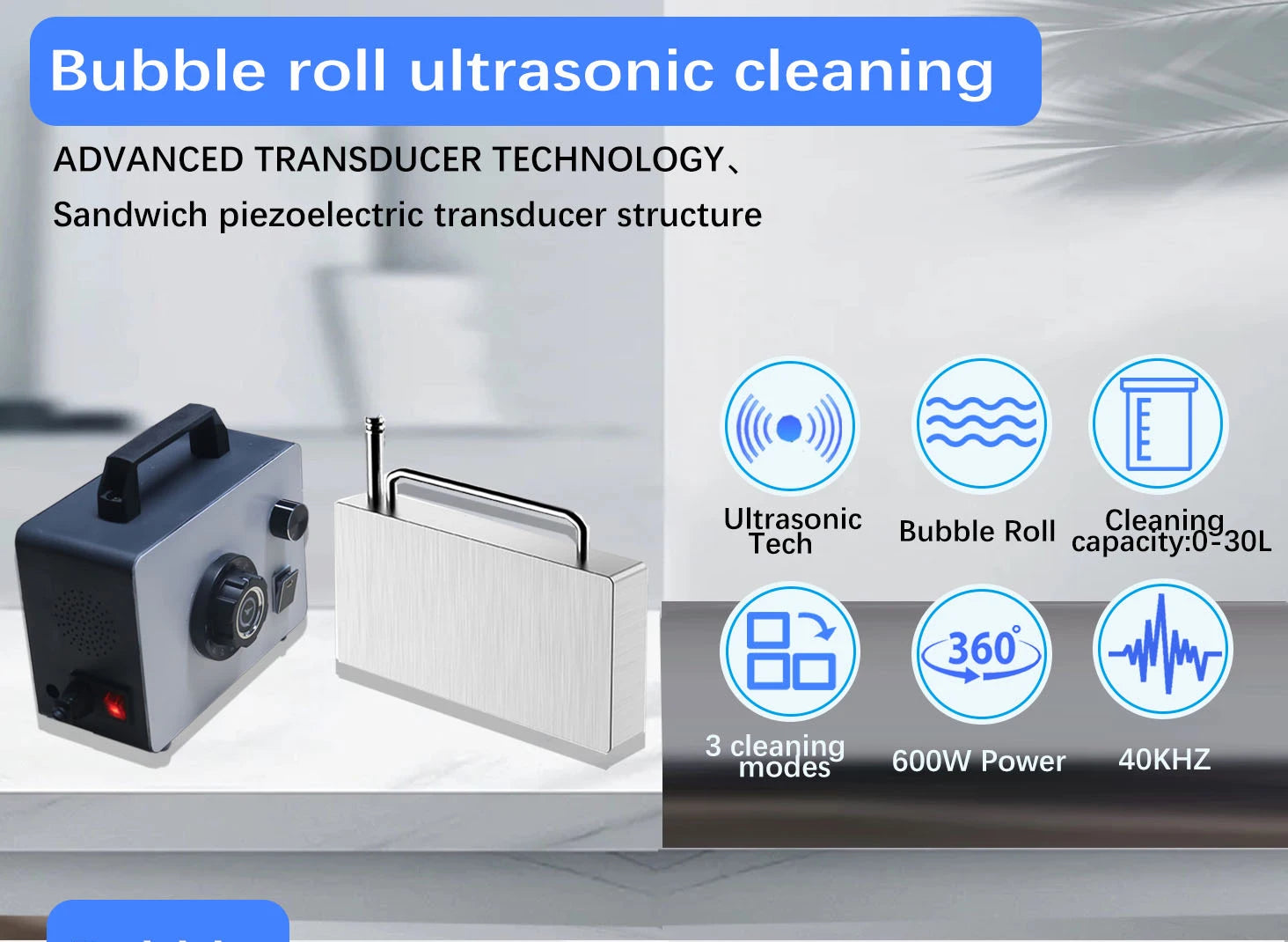 GENENG Ultrasonic Cleaner Portable Washing Machine 600W Mini Dishwasher Lave-Dishes Ultrasound Bath Sonic for Home Appliance