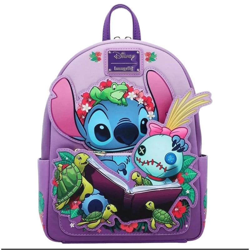 Lilo & Stitch Scrump Reading Mini Backpack Children Backpack Pu Leather Student Backpack Stationery Christmas Gift