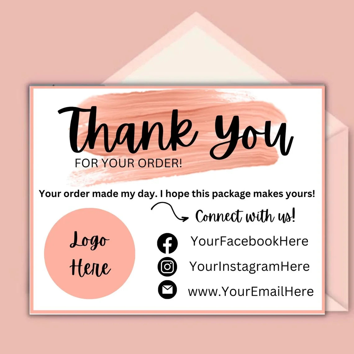 Custom Thank You Cards For Business Wedding Invitation Personalized With Logo Gold Gift Envelope Water Color Decoration Postcard