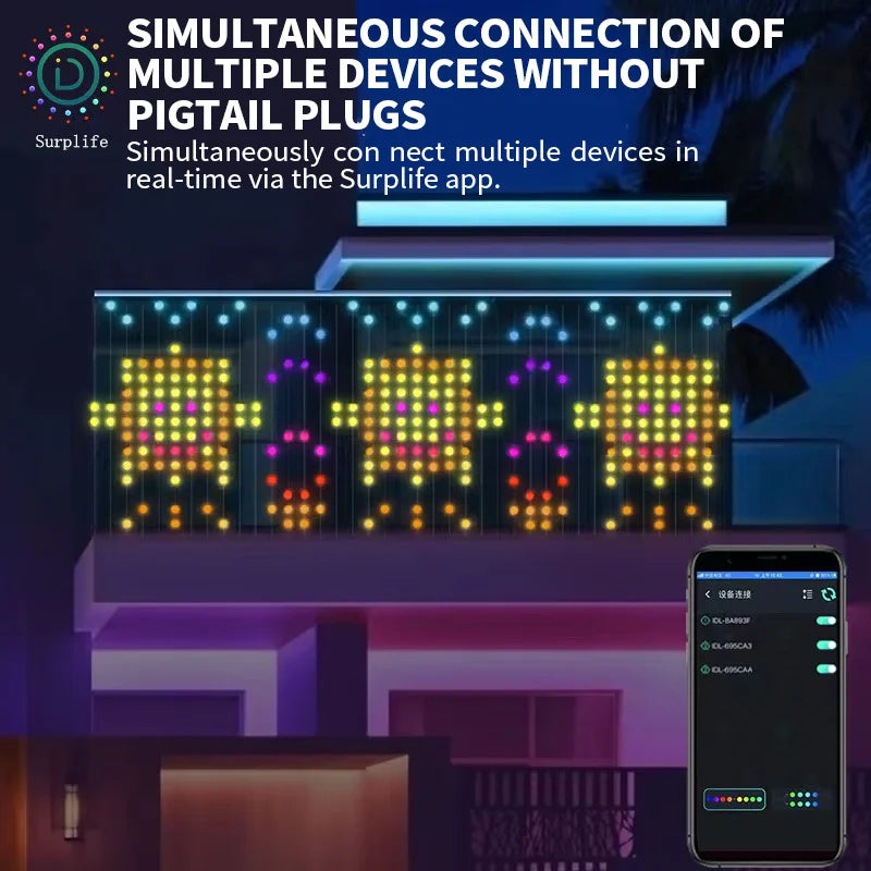 LED Curtain Light String RGBIC String Lights 400LEDS APP Remote Control Music Sync Curtain Light for Room Curtain Decorations