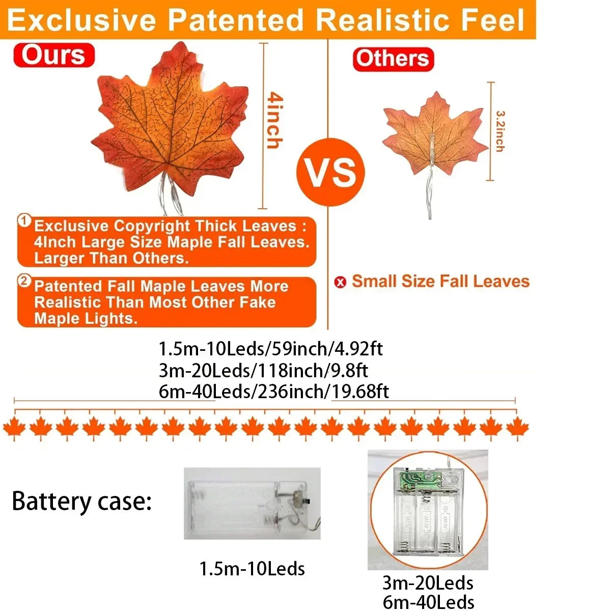 1Pack Fall Decor Garland for Home LED Maple Leaves Fall Lights Garland Waterproof Harvest Thanksgiving Halloween Decoration