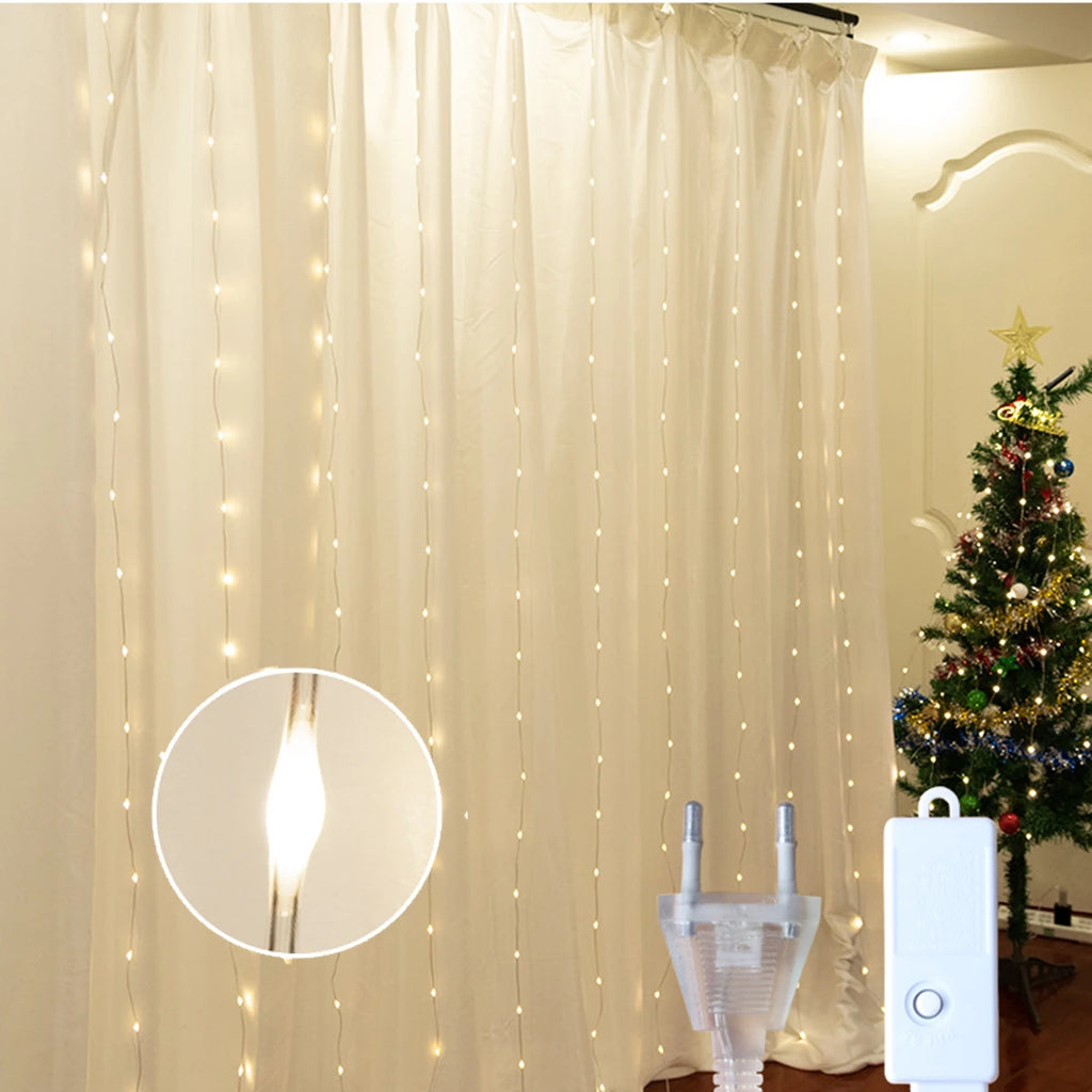 3M LED Curtain Fairy Light Flexible String Lights Christmas Garland Wreath Wedding Party Home Garden New Year Decoration Lamp