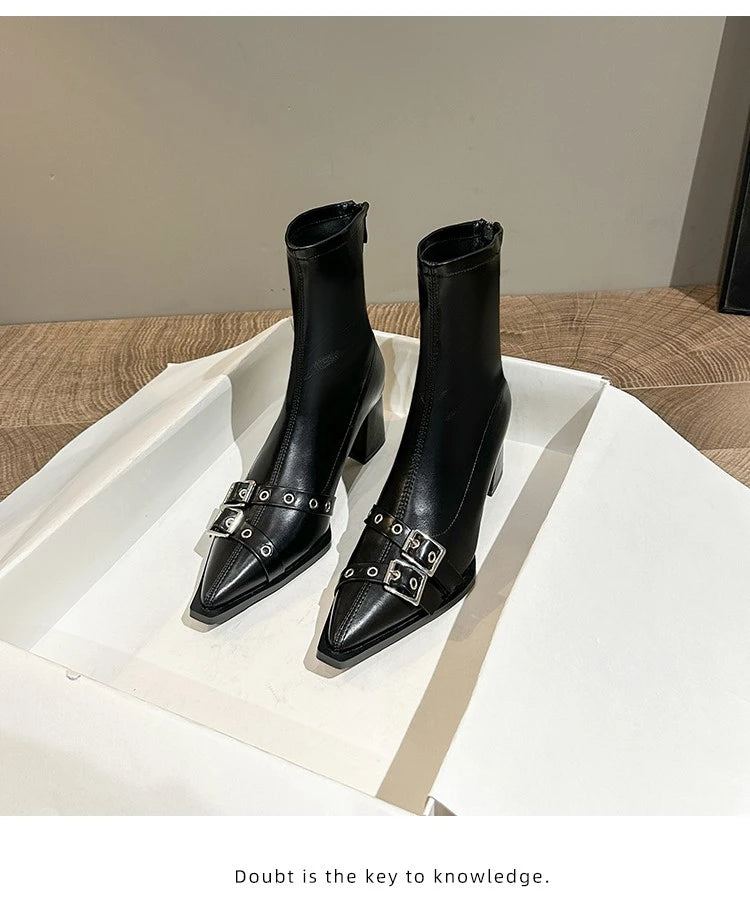 Ankle High Heels Women Chelsea Boots Sexy Pointed Toe Designer Shoes New Brand Winter 2024 Shoes Dress Gladiator Lady Chaussures