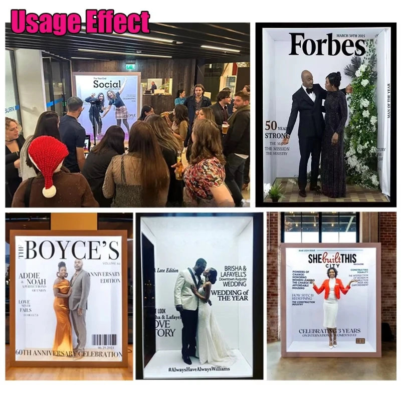 Weddings Photography Background decoration Props PVC magazine photo booth backdrop party event  led photo booth with led