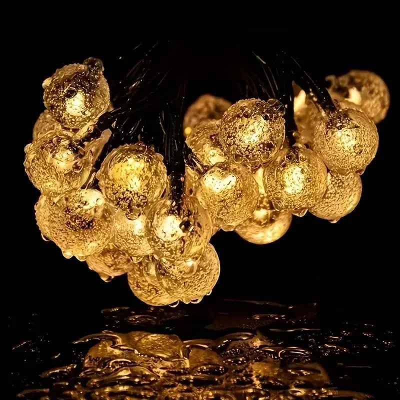 Solar Crystal Globe LED String Lights 60 LED 8 Lighting Modes IP65 Fairy Light Christmas Garland For Garden Party Decor 1pc/2pcs