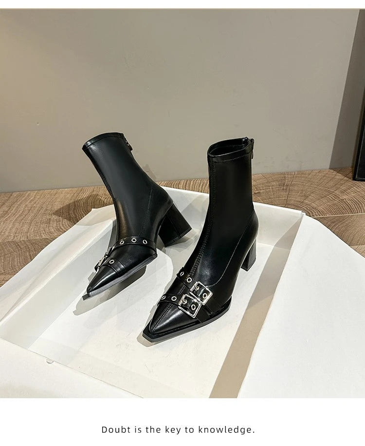 Ankle High Heels Women Chelsea Boots Sexy Pointed Toe Designer Shoes New Brand Winter 2024 Shoes Dress Gladiator Lady Chaussures