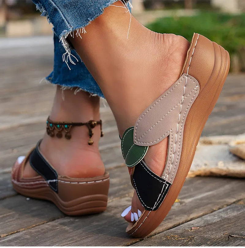 Women's Sandals 2025 Summer Shoes Woman Mix Color Heels Sandals Summer Women Slippers Elegant Heeled Footwear Chaussures Femme