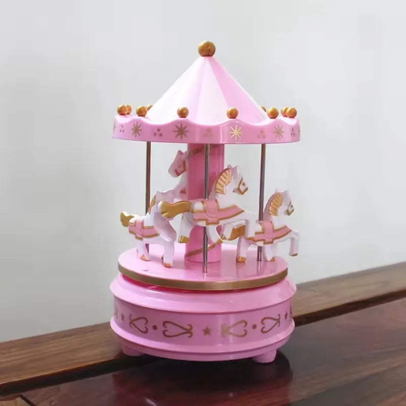 Carrossel caixa de música bolo ornamento decorativo presente aniversário do bebê brinquedos romântico ornamento desktop natal de