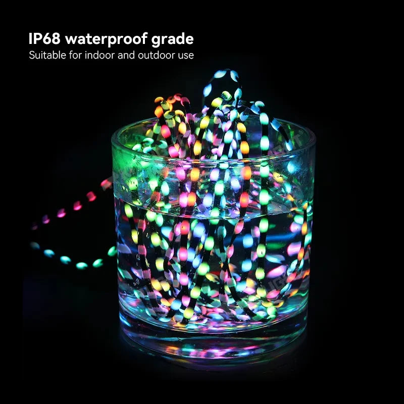 DC12V WS2811 3PIN pixel string signal RGB Addressable Fairy Lights for Room Decor, Ramadan, Outdoor IP68 Black Wire  Pitch