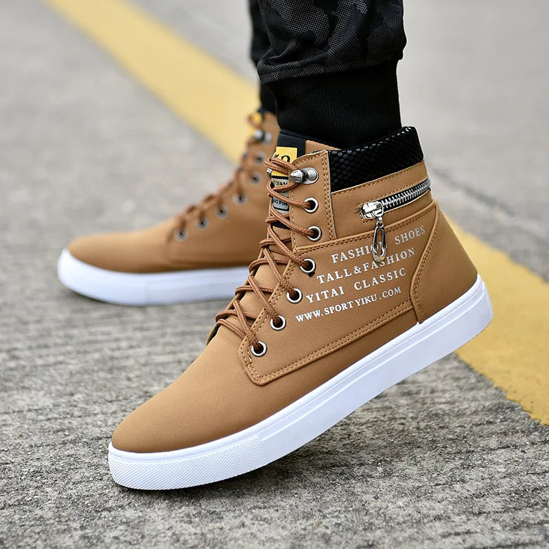 Men's Skateboarding Shoes High-Top Sneakers Casual Sports Shoes Men Street Shoes Men Flats Leather Walking Shoes Chaussure Homme