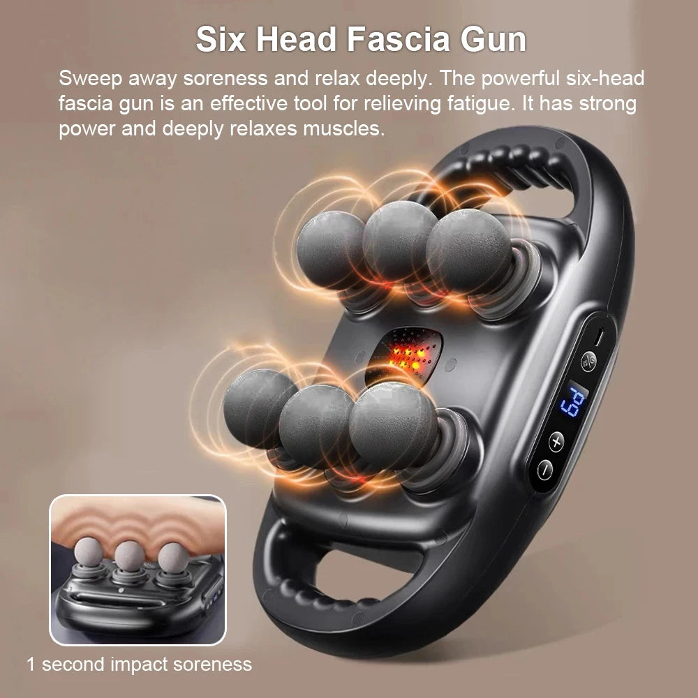 Professional Fascia Massage Gun – 6 Attachments for Muscle Relief in Back Shoulders Waist & Full Body Fascia Massage