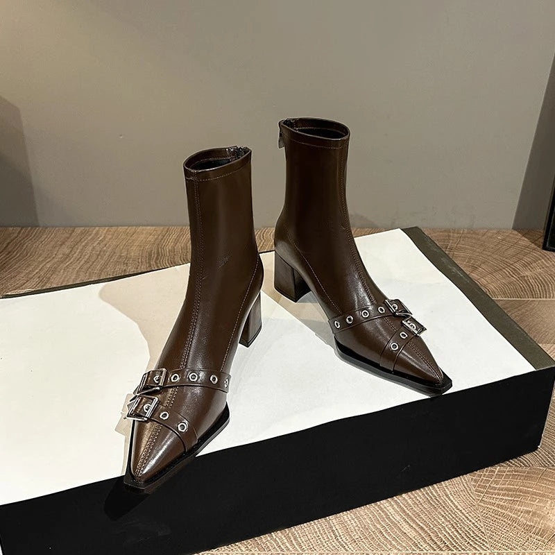 Ankle High Heels Women Chelsea Boots Sexy Pointed Toe Designer Shoes New Brand Winter 2024 Shoes Dress Gladiator Lady Chaussures