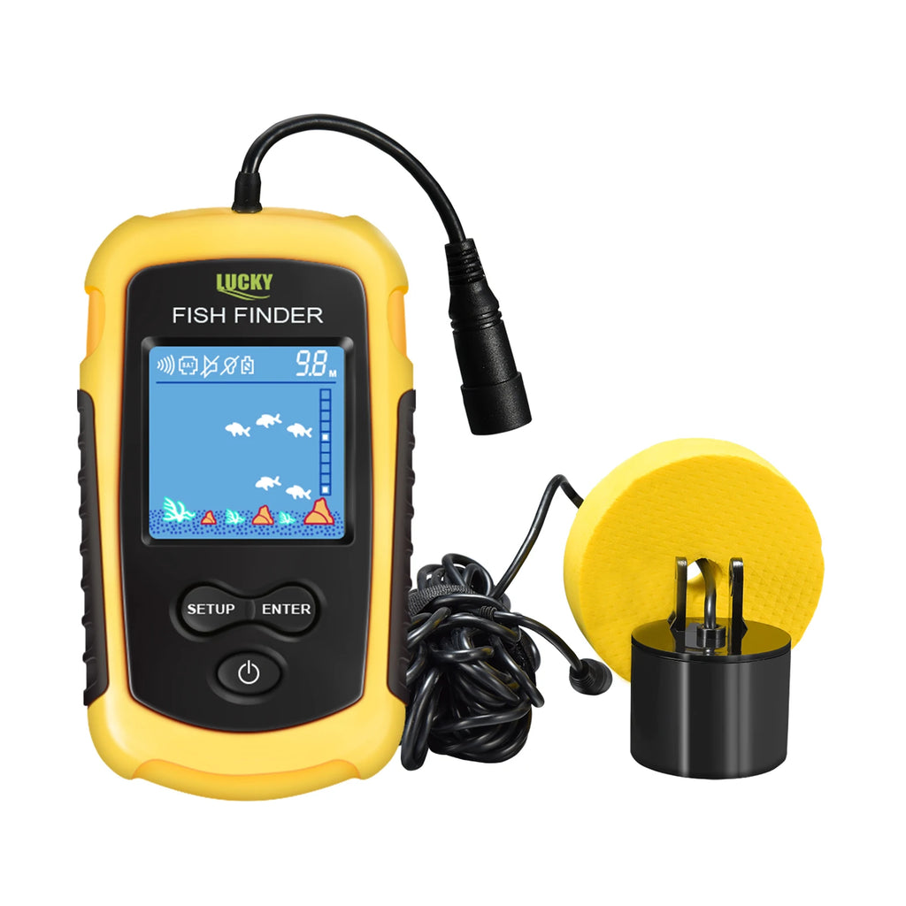 FFC1108-1 Alarm 100M Portable Sonar Fish Finders 45 degrees Sonar Coverage Echo Sounder Alarm Transducer Lake Sea Fishing