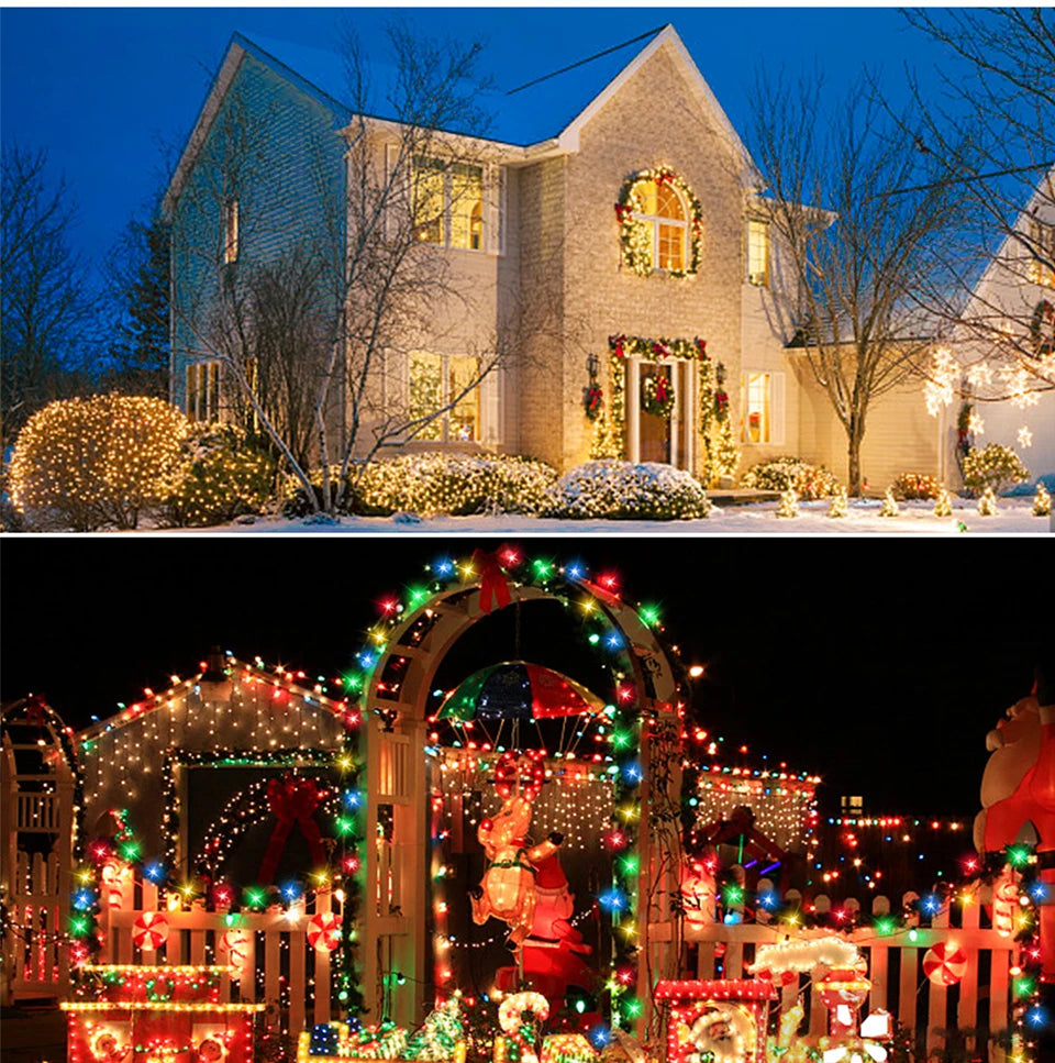 100M Fast Charge Large Size Solar Panel LED Solar Light Outdoor Garden Fairy Lights String Christmas Garland Yard Decoration