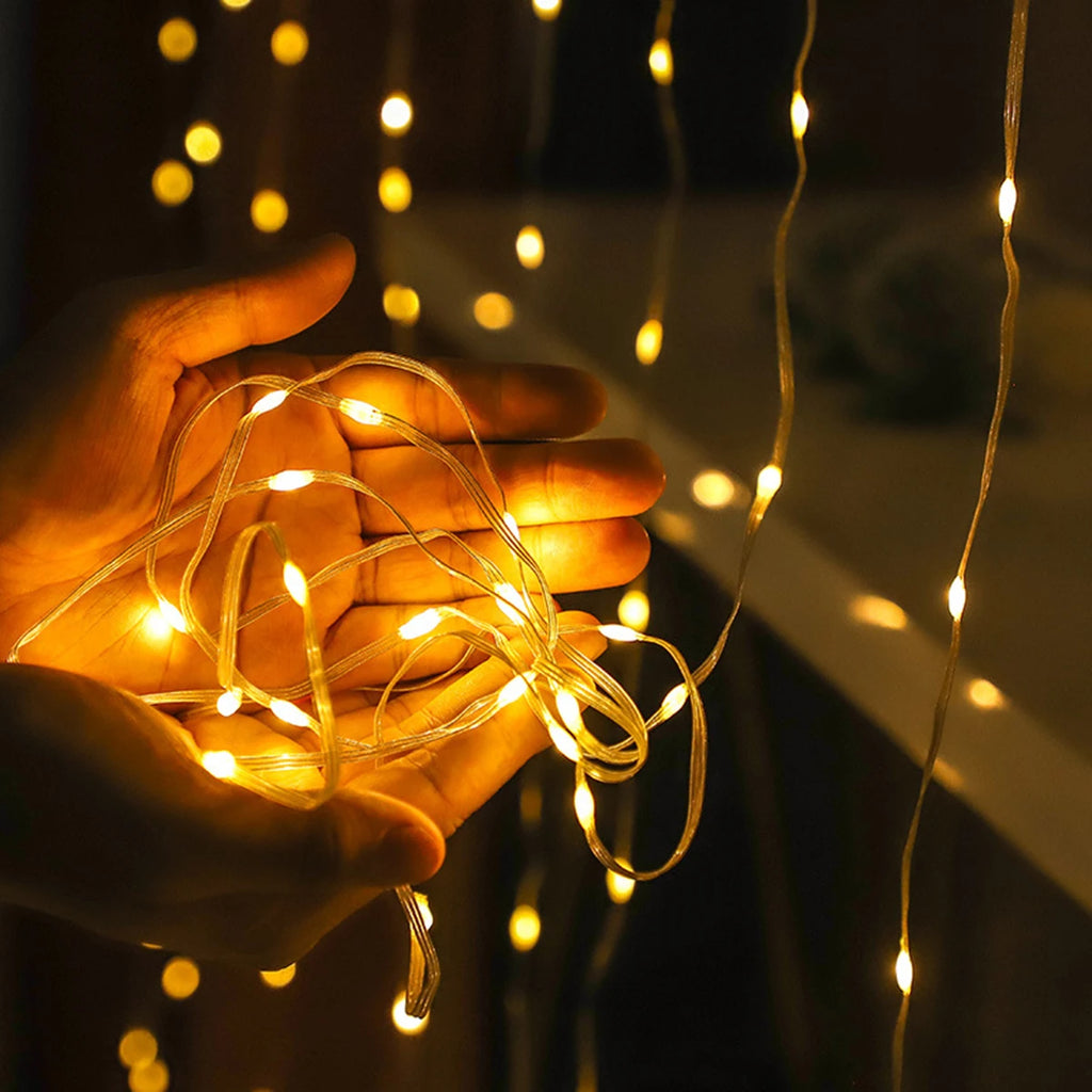 3M LED Curtain Fairy Light Flexible String Lights Christmas Garland Wreath Wedding Party Home Garden New Year Decoration Lamp