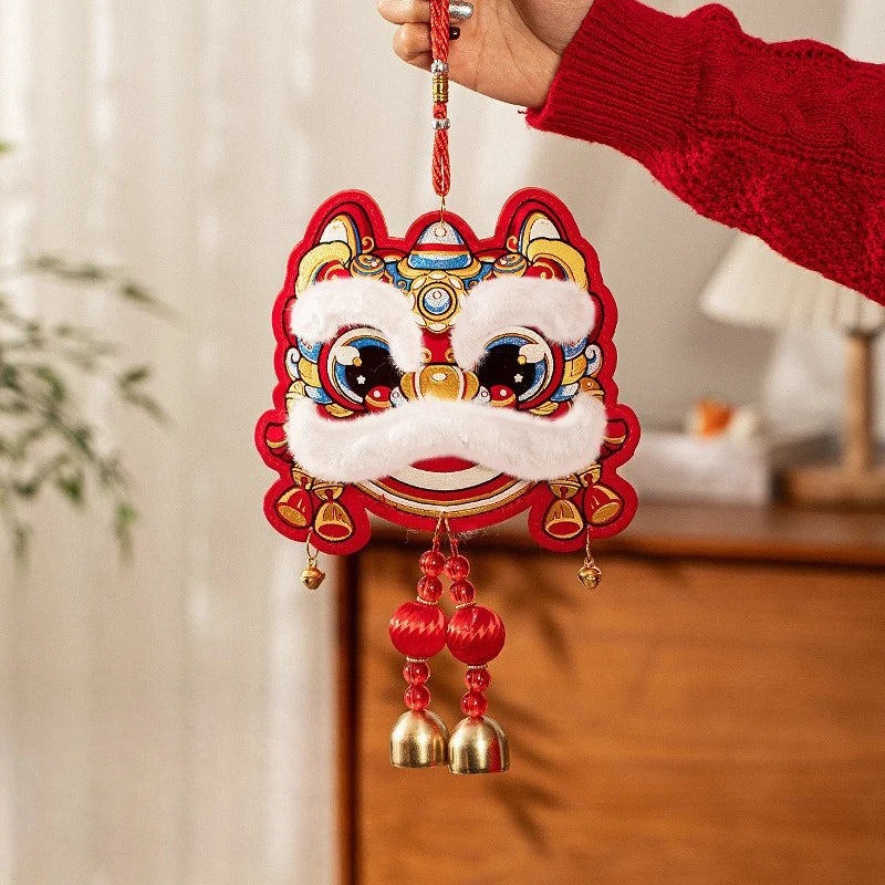 Chinese New Year Lion Dance Pendant Spring Festival Red Celebration Decoration Home Furnishings Festive