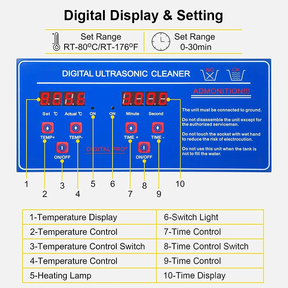Ultrasonic Cleaner 2L 3L 6L 10L 15L 22L 30L Large Capacity Heated Cleaning Washing Machine Ultrasound Bath For Jewelry Glasses